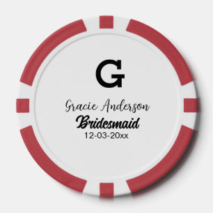 Bridesmaid fügen Name monogramm einfach minimalmod Pokerchips