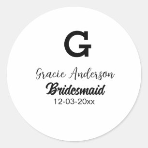 Bridesmaid fügen Name monogramm einfach minimalmod Runder Aufkleber