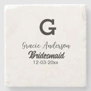 Bridesmaid fügen Name monogramm einfach minimalmod Steinuntersetzer