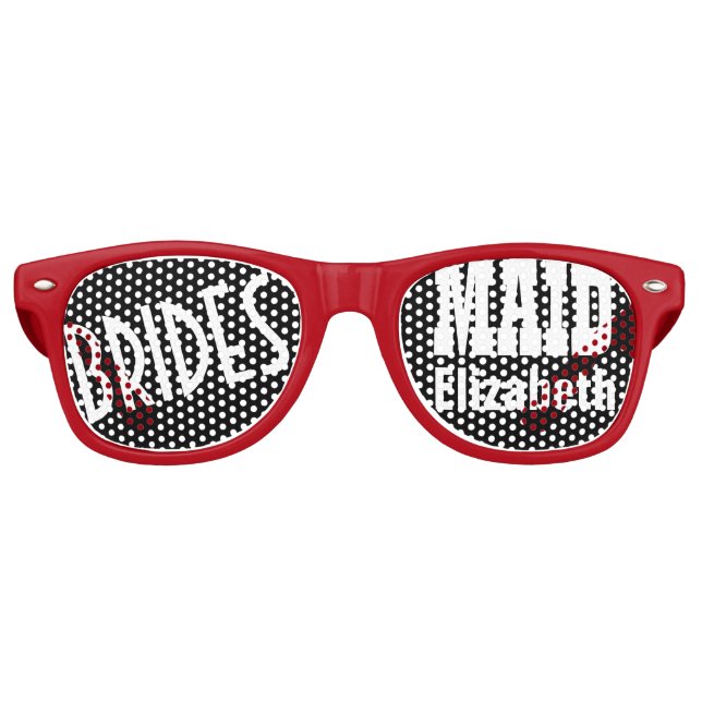 Bridesmaid Gastgeschenk Hochzeit Schwarz-weiß Red  Partybrille (Vorderseite)