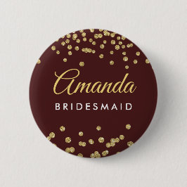 Bridesmaid Gefallen Gold Glitzer Confetti Marsala Button
