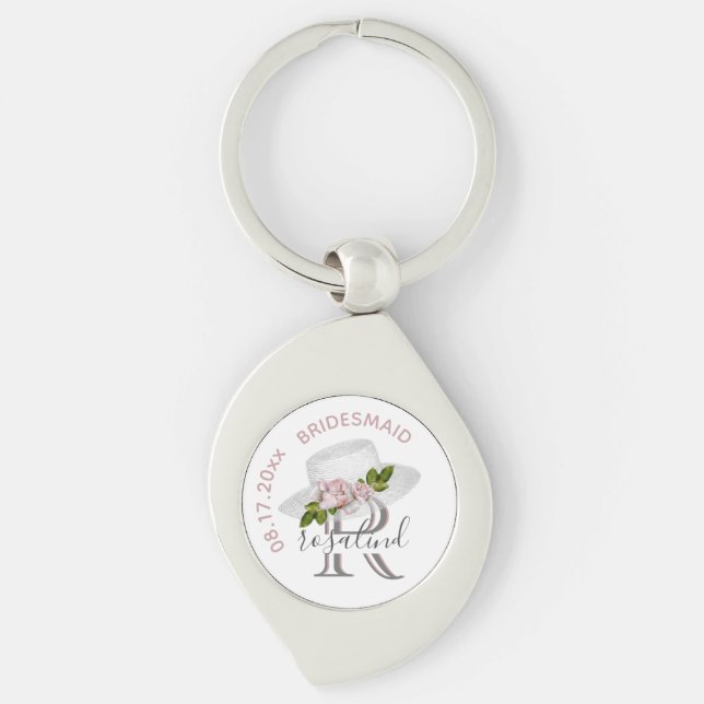 Bridesmaid-Geschenk Benutzerdefinierter Monogramm- Schlüsselanhänger (Vorderseite)