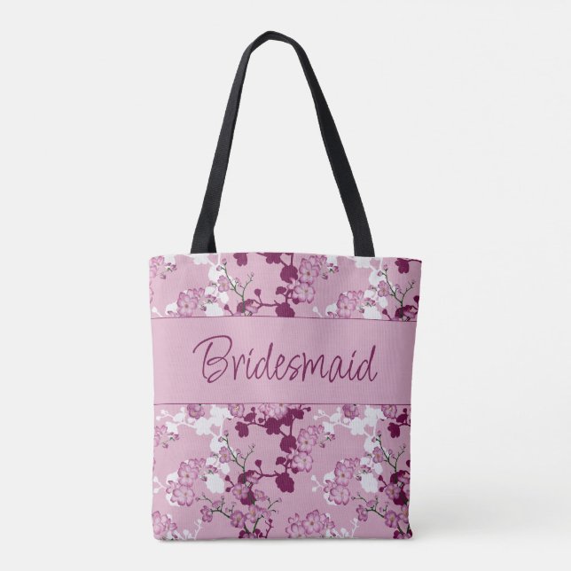 Bridesmaid Geschenk Elegante Rosa Kirschblüten Tasche (Rückseite)
