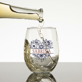 Bridesmaid-Geschenk, Modernes elegantes Monogramm Weinglas Ohne Stiel