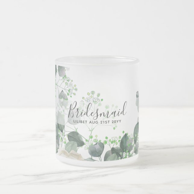 Bridesmaid gibt White Roses Thema Personalisiert Mattglastasse (Mittel)
