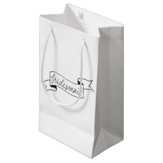 Bridesmaid Gift Bag Banner Script Black Kleine Geschenktüte