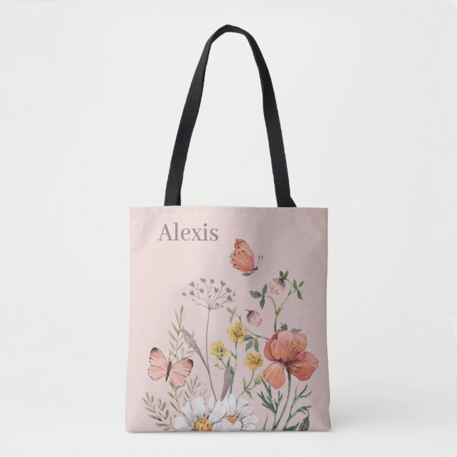 Bridesmaid GIft Elegant Blush Pink Floral Tasche (Vorderseite)