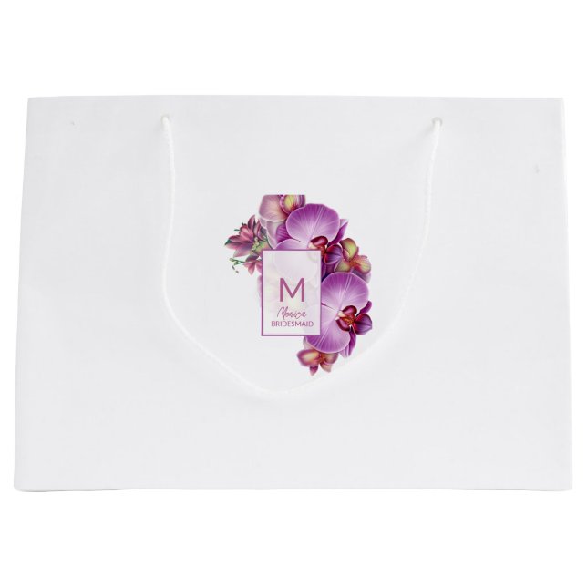 Bridesmaid Gift Floral Orchids Große Geschenktüte (Vorderseite)