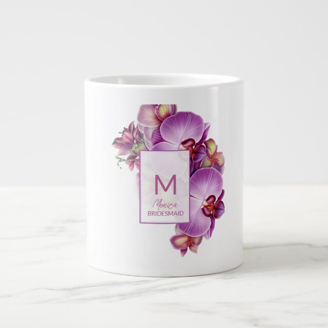 Bridesmaid Gift Floral Orchids Jumbo-Tasse (Vorderseite)