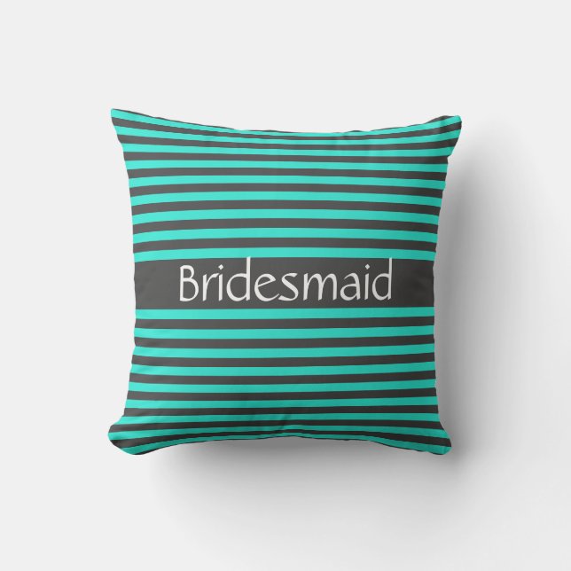 Bridesmaid Gift Gastgeschenk Stilvolle Stripe Wedd Kissen (Vorderseite)