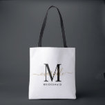 Bridesmaid Gift Gold Monogram White Tasche<br><div class="desc">Diese Bridesmaid Tote-Tasche ist mit einem handgeschriebenen Monogramm aus weißer und schwarzer Schrift mit Schrägstrichen auf einem staubigen Hintergrund für die Rose ausgestattet. Präsentieren Sie Ihre Brautjungfrauen mit einer Tasche für die Beförderung von Gegenständen am Tag der Hochzeit,  und traditionell am Probe-Dinner oder vorher präsentiert.</div>