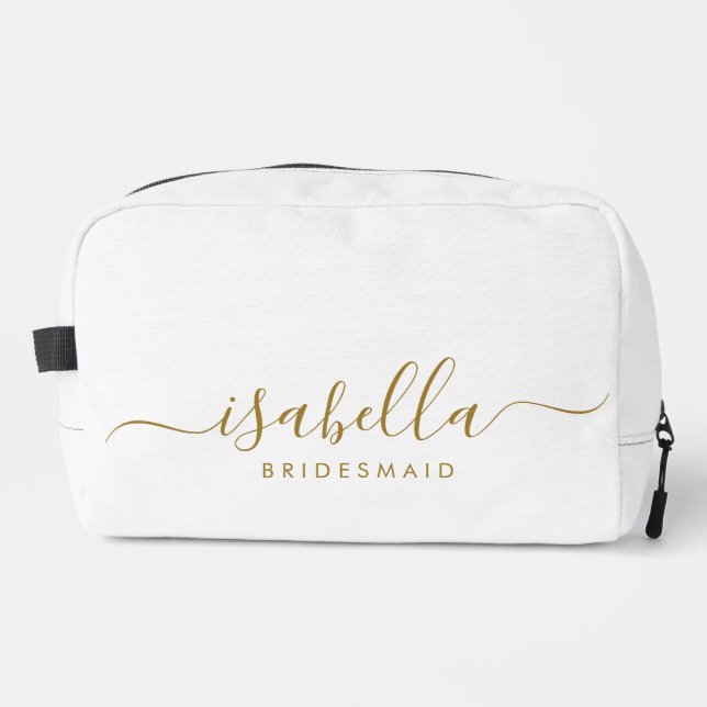 Bridesmaid Gift Gold Name Waschbeutel (Vorderseite)