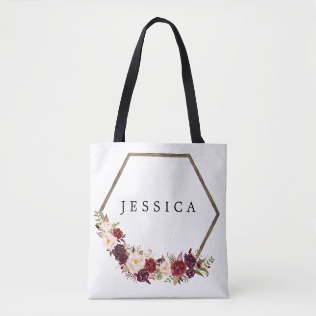Bridesmaid Gift Personalisiert Tote Bag Boho Tasche (Vorderseite)