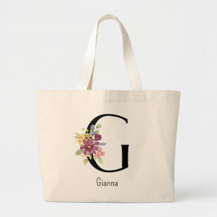 Bridesmaid Gift Wilde Blume Alphabet G Tote Beutel Jumbo Stoffbeutel