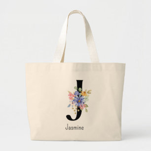 Bridesmaid Gift Wilde Blume Alphabet J Tote Bag Jumbo Stoffbeutel