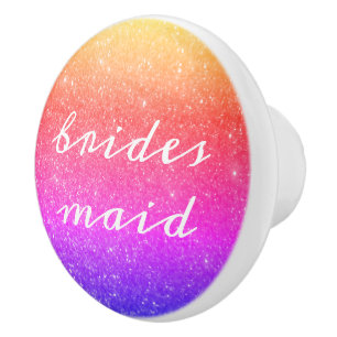 Bridesmaid Glittery Pink Ombre Dekoration Hochzeit Keramikknauf