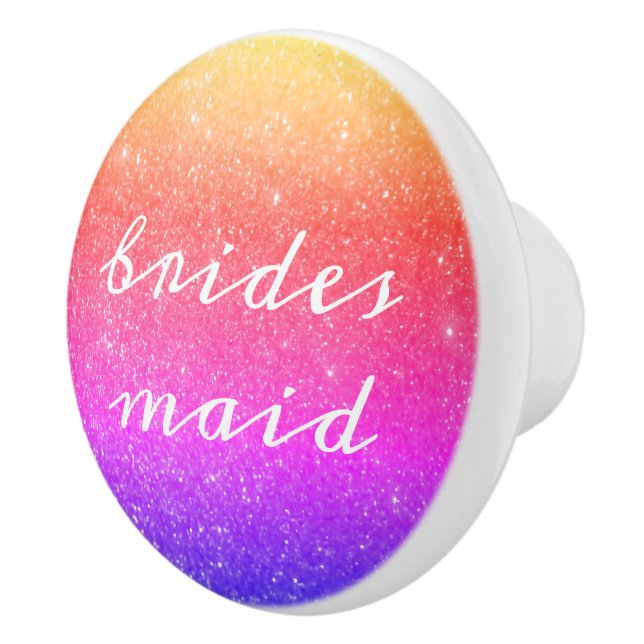 Bridesmaid Glittery Pink Ombre Dekoration Hochzeit Keramikknauf (Rechts)