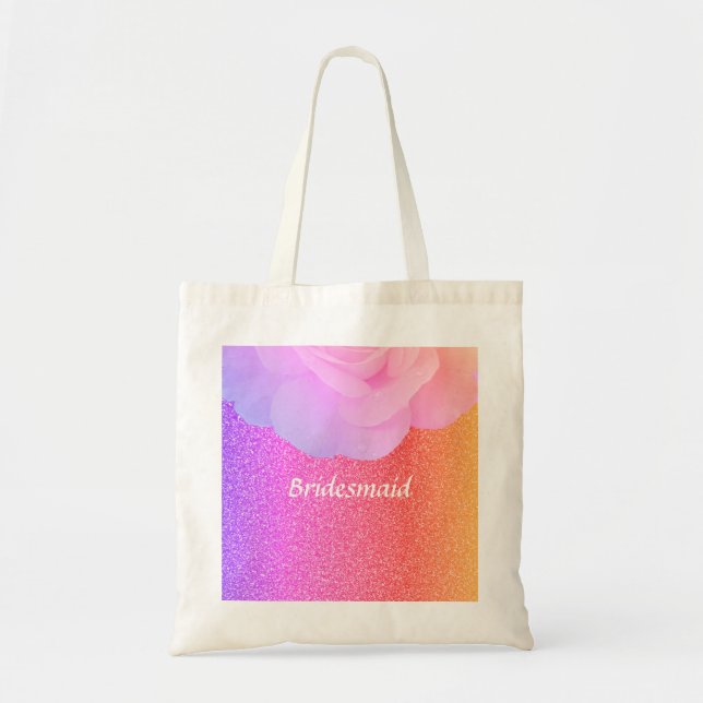 Bridesmaid Glittery Pink Rose Gold Hochzeit Blues Tragetasche (Vorne)