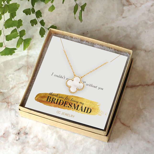 Bridesmaid Gold Blush Jewery Necklace Display Quadratische Visitenkarte (Von Creator hochgeladen)
