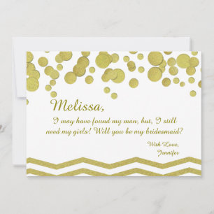 Bridesmaid Gold Confetti und Zickzack Einladung