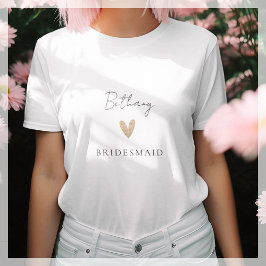 Bridesmaid Gold Heart Modernes Drehbuch T-Shirt