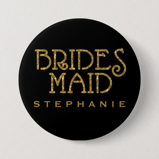 Bridesmaid Gold Imitats Glitzer Name Tag Schaltflä Button (Vorderseite)