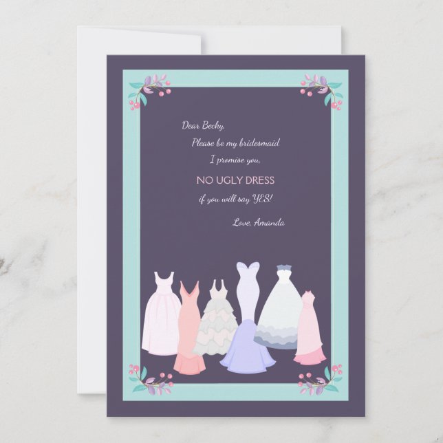 Bridesmaid Gowns Bridesmaid Request Card Einladung (Vorderseite)