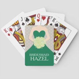 Bridesmaid grünes Kleid Name Hochzeitsspielkarten Spielkarten