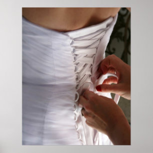 Bridesmaid Hand Schnürung Hochzeitskleid Foto Poster