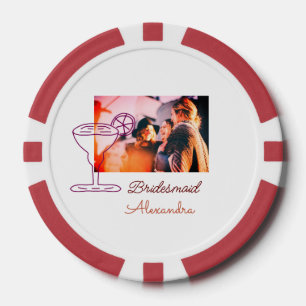 Bridesmaid hinzufügen Namen Cocktail Glas Koralle Pokerchips