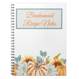 Bridesmaid Hochzeit im Herbst Rezept Gefallen Notizblock
