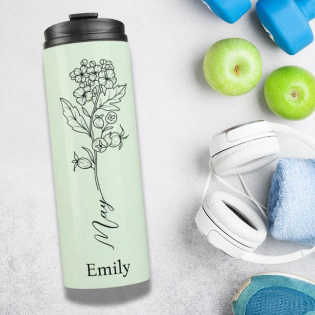 Bridesmaid Individuelle Name May Birth Blume Hawth Thermosbecher (Bridesmaid Custom Name May Birth Flower Hawthorn Thermal Tumbler)