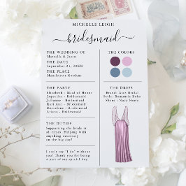 Bridesmaid Info Card Details Plum, Lavender, Blau Einladung
