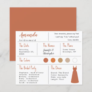 Bridesmaid-Informationskarte - Terracotta-Neutrale