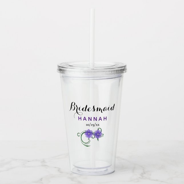 Bridesmaid Junggeselinnen-Abschied Wedding Lila Acryltrinkbecher (Vorderseite)
