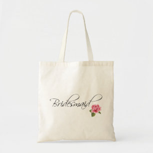 Bridesmaid Kalligrafie und Rose Tragetasche