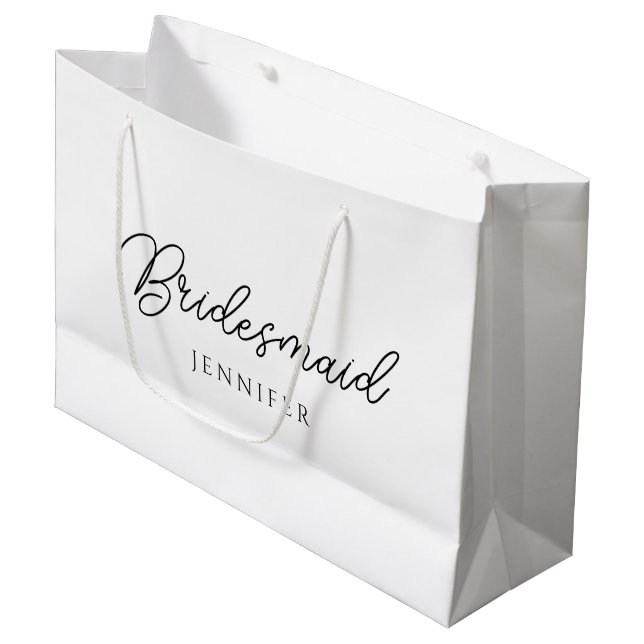 Bridesmaid Kalligraphie Name Best Template Große Geschenktüte (Vorderseite Schrägansicht)