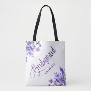 Bridesmaid Lavendel Blume violette Skripthochzeit Tasche