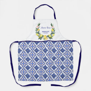 Bridesmaid Lemons Blue Italian Tiles Brautparty Schürze