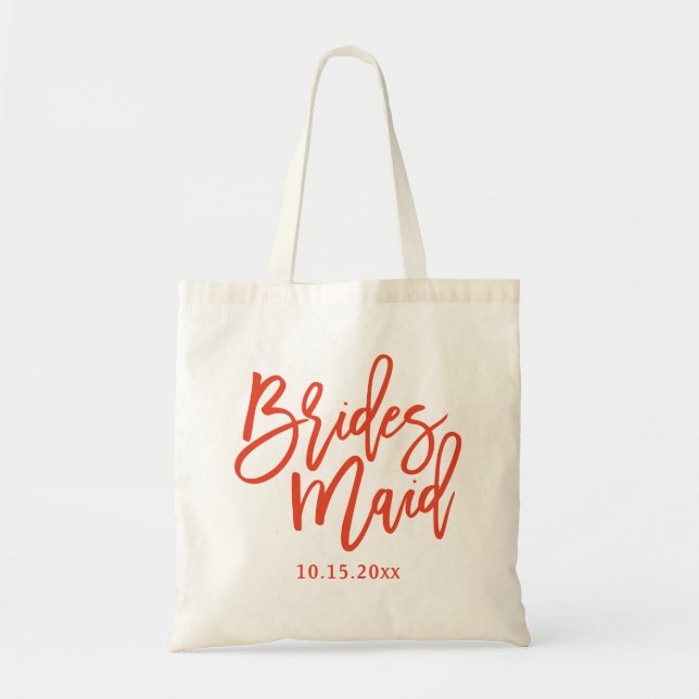 Bridesmaid Letting Orange Script Tragetasche (Vorne)