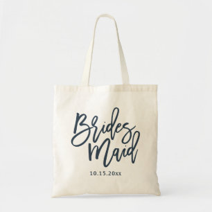 Bridesmaid Letting Script Navy Blue Tragetasche
