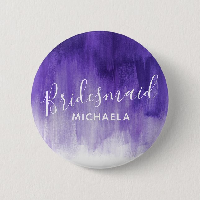 Bridesmaid lila abstrakte Kunst Hochzeitsknöpfe Bu Button (Vorderseite)