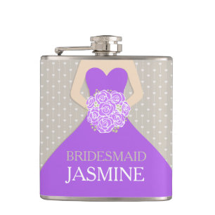 Bridesmaid lila Kleid mit dem Namen angesagte Flas Flachmann