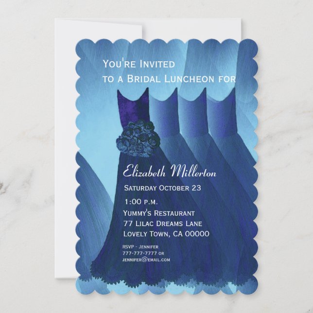 Bridesmaid Luncheon Brunch Blue Dress V01 Einladung (Vorderseite)
