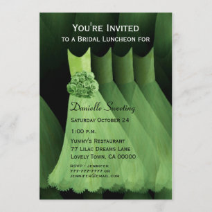 Bridesmaid Luncheon oder Brunch Green Dress V03 Einladung
