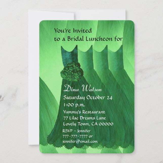 Bridesmaid Luncheon oder Brunch Kelly Green V02L Einladung (Vorderseite)