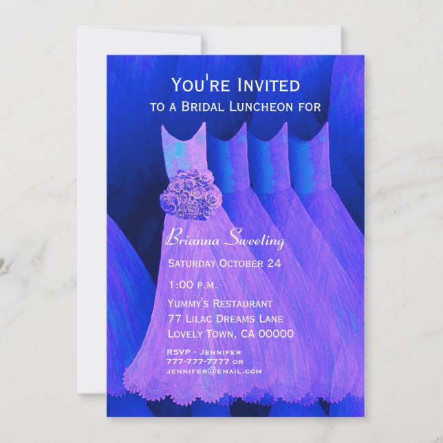 Bridesmaid Luncheon oder Brunch Lila Dress V06 Einladung (Vorderseite)