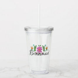 Bridesmaid Mexican Folk Floral Monogram Acryltrinkbecher