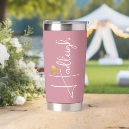 Bridesmaid | Minimaler Skriptname Gold Herzrosa Thermobecher