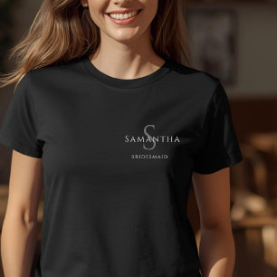 Bridesmaid Minimalistisch Name und Anfangsbezeichn T-Shirt